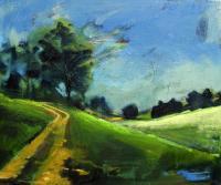 Farm Road - Oil On Canvas Paintings - By Davidh Miller, Impressionism Painting Artist