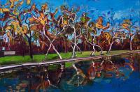Sycamore Trees - Oil On Canvas Paintings - By Davidh Miller, Impressionism Painting Artist