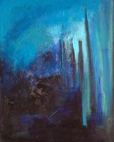 Blue Night - Oil On Canvas Paintings - By Davidh Miller, Abstract Painting Artist