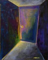 Purple Door - Oil On Canvas Paintings - By Davidh Miller, Expressionism Painting Artist