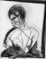 Woman In Lace - Charcoal Drawings - By Davidh Miller, Expressionism Drawing Artist