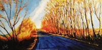 Autumn Road - Acrylic Paintings - By Jennifer Christy-Vient, Impressionism Painting Artist