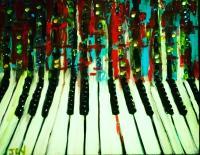 Music And Art - Acrylic Mixed Media - By Jennifer Christy-Vient, Impressionism Mixed Media Artist
