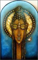 Buddha 17 - Oil On Wood Paintings - By Chelian Chelian, Abstract Painting Artist