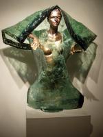 The Golden Girl - Glass And Bronze Patina On Pol Sculptures - By Kiril Tzotchev, Contemporary Classical Realism Sculpture Artist