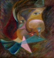 Pink - Oill Paintings - By Nina Grishikashvili, Cubism Painting Artist