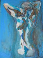 Blue - Pastel Paintings - By Ivenka Salinas, Expresionism Painting Artist