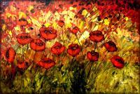 Field Of Poppies By Peggy Garr - Oil  Acrylic On Canvas Paintings - By Peggy Garr, Modern Abstract Contemporary Painting Artist