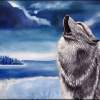 Lone Wolf - Oil  Acrylic On Canvas Paintings - By Peggy Garr, Nature Landscape Wildlife Painting Artist