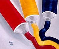 Modern Abstract Art - Primary Colors - Oil  Acrylic On Canvas