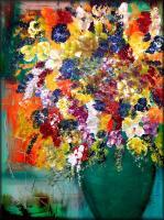 Modern Abstract Flowers - Flowering - Oil  Acrylic On Canvas