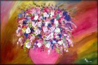 Modern Abstract Flowers - Alluring Arrangement - Oil  Acrylic On Canvas