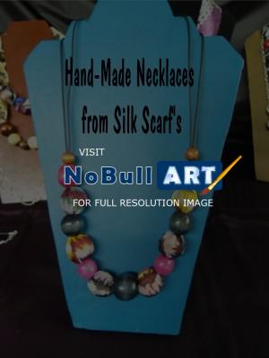 Silk Scarf Necklaces - Hand-Made Silk Scarf Necklaces - Silk And Beads