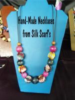 Silk Scarf Necklaces - Hand-Made Silk Scarf Necklaces - Silk And Beads