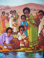 Water Featchers - Acrylics On Canvas Paintings - By Nebiyu Assefa, Traditional Painting Artist