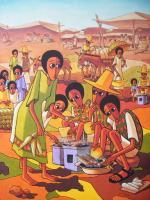 At Market - Acrylics On Canvas Paintings - By Nebiyu Assefa, Traditional Painting Artist