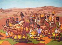 To Market - Acrylics On Canvas Paintings - By Nebiyu Assefa, Traditional Painting Artist