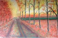 Autumn - Country Road - Oil On Canvas