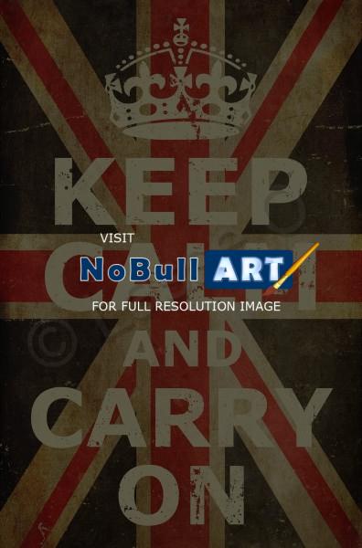 Posters - Keep Calm And Carry On Uk Flag - Digital