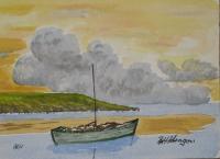 Fishing Boat - Water Colour Paintings - By Bampy Dragon, Self Style Technique Painting Artist