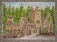 Ruined Abby - Water Colour Paint And Water C Paintings - By Bampy Dragon, Impressionism Painting Artist