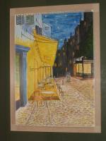 Interpretation - Impresion Of Van Gough Street Cafe - Water Colour