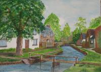 Lower Slaughter - Water Colour Paintings - By Bampy Dragon, Realism Painting Artist