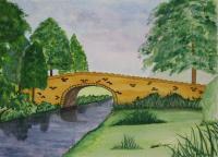 Measles Bridge - Water Colour Paintings - By Bampy Dragon, Impressionism Painting Artist