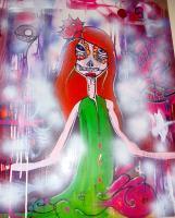 The Dead Bride - Acrylicpaint Markers And Spray Mixed Media - By Nyle Du Pont, Street Art Mixed Media Artist