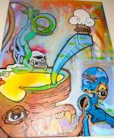 Randumb Thoughts - Acrylicpaint Markers And Spray Paintings - By Nyle Du Pont, Street Art Painting Artist