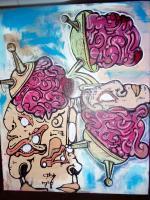 Mind Invaderz - Acrylicpaint Markers And Spray Mixed Media - By Nyle Du Pont, Street Art Mixed Media Artist