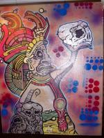 The Shaman - Acrylicpaint Markers And Spray Paintings - By Nyle Du Pont, Street Art Painting Artist