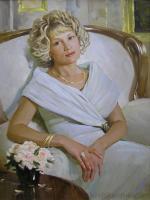 Lady In White - Oil On Canvas Paintings - By Helen Kishkurno, Realism Painting Artist