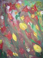 Flowers O3 - Acrylic Paintings - By Raza Mirza, Freestyle Painting Artist