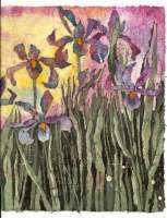 Dancing Iris - Water Color And Wax Paintings - By Bonnie Olendorf, Batik On Rice Paper Painting Artist