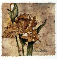 Golden Iris - Water Color And Wax Paintings - By Bonnie Olendorf, Batik On Rice Paper Painting Artist