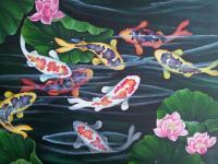 Exotic Koi Fishes - Oil Painting Paintings - By Bhavna Bachkaniwala, Exotic Painting Artist