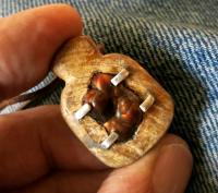 Aromatic Pendant Palo Santo Wood With Mexican Fire Agate - Wood Jewelry - By Alberto Thirion, Natural Jewelry Jewelry Artist