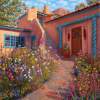 Taos Courtyard Garden - Oil Paintings - By Johanna Girard, Impressionism Painting Artist