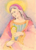 Saint Barbara - Mixed Media Paintings - By Agnieszka Korfanty, Portrait Painting Artist