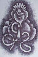 Flower Ganesh - Pen Work Drawings - By Malatesh Garadimani, Abstrait Drawing Artist