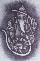 Om Ganesh - Pen Work Drawings - By Malatesh Garadimani, Abstrait Drawing Artist
