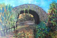 The Old Stone Bridge - Acrylics Paintings - By Margaret Laws, Realism Painting Artist