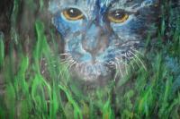 A Glimpse Of The Wild Cat - Acrylics Paintings - By Margaret Laws, Realism Painting Artist