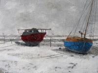 Wintering Ashore - Oil On Canvas Paintings - By Tom Schek, Impressionist Painting Artist