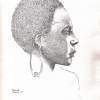African American Woman Study - Pen  Ink Drawings - By Raymond Doward, Realism Drawing Artist