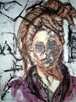 Barren - Watercolor And Ink Mixed Media - By Margarita Fields, Portrait Mixed Media Artist