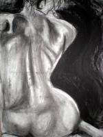 Feminine Vulnerability - Charcoal Drawings - By Margarita Fields, Black And White Drawing Artist