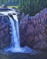 Northwest - Snoqualmie Falls - Sold - Watercolor Acrylic Paper Colla