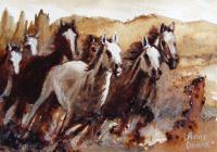 Wild Horses - Sold - Mixed Media Paintings - By Anne Doane, Impressionism Painting Artist